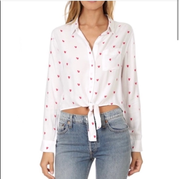 Rails Tops - Rails XS Val Lipstick Heart Front Tie Button Up